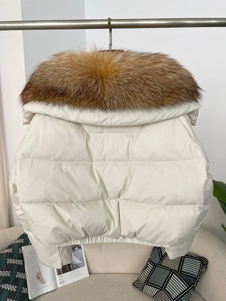 Premium Natural Fox Fur Down Coat