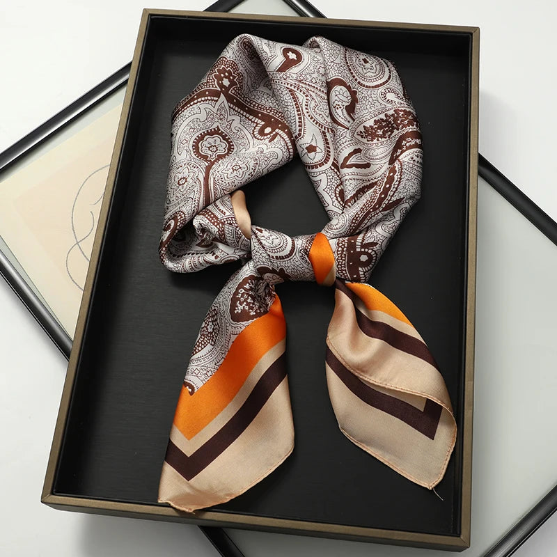 RUNMEIFA Luxury Silk Square Scarf