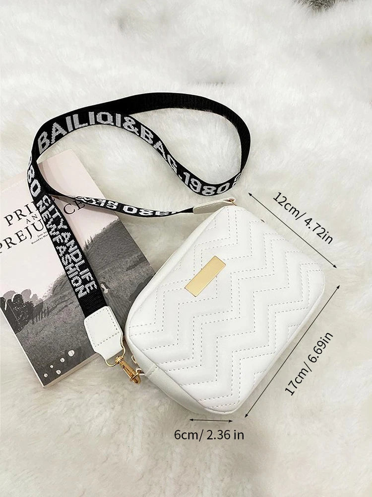 Elegant Wave-Embroidered Crossbody Bag