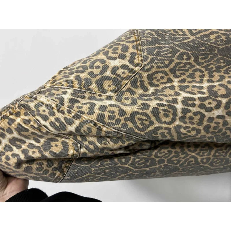 Y2K High-Waisted Leopard Print Big Jeans Pant