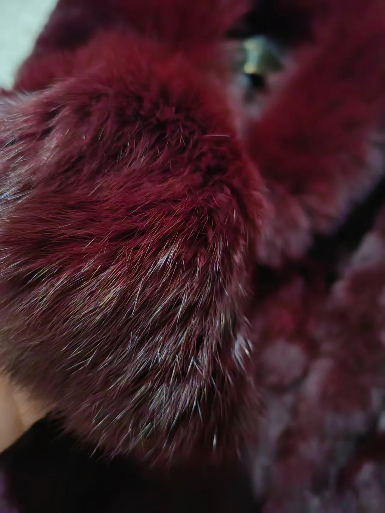 Luxury Real Rex Rabbit Fur Coat with Fox Fur Collar