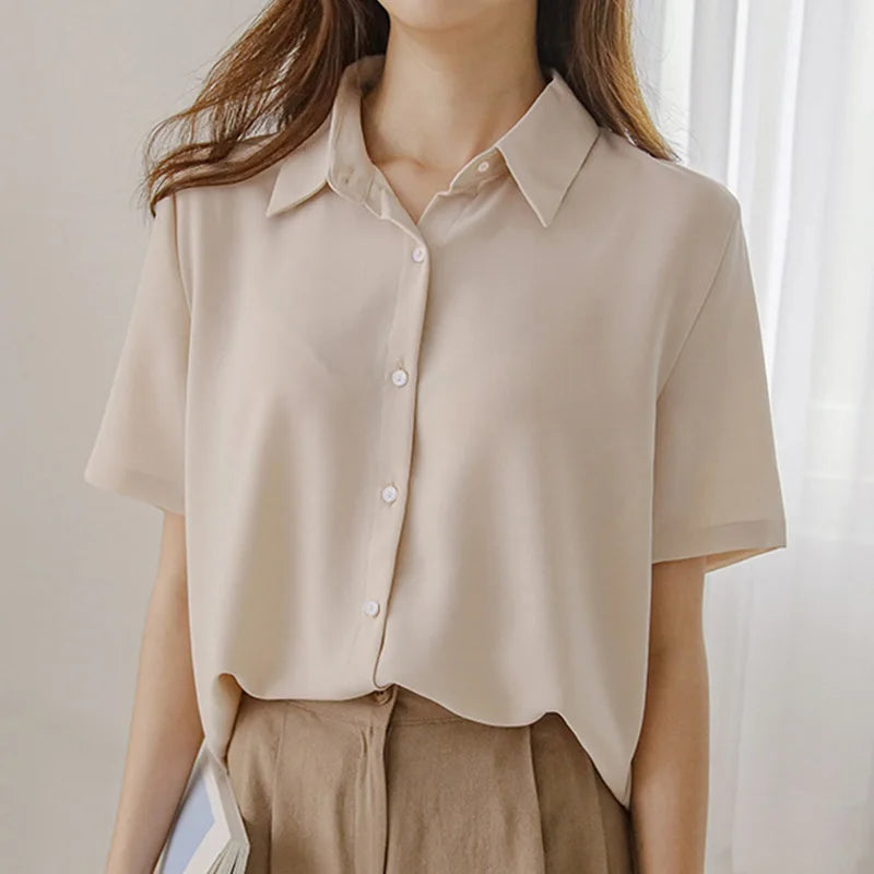 Short Sleeved Slimming Casual Versatile Shirt