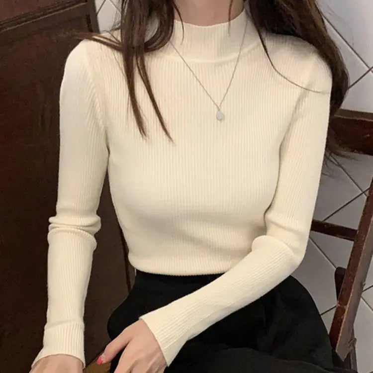 Premium Cotton-Blend Mock Neck Sweater