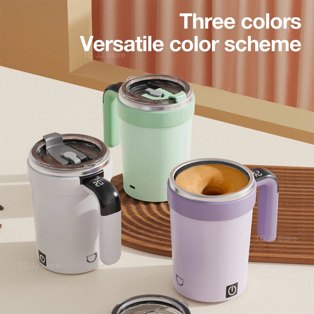 Automatic Stirring Cup Rechargeable Magnetic Mixer Electric Stirring Mugs Stainless Steel Coffee Mug Rotating Magnetic Tumbler