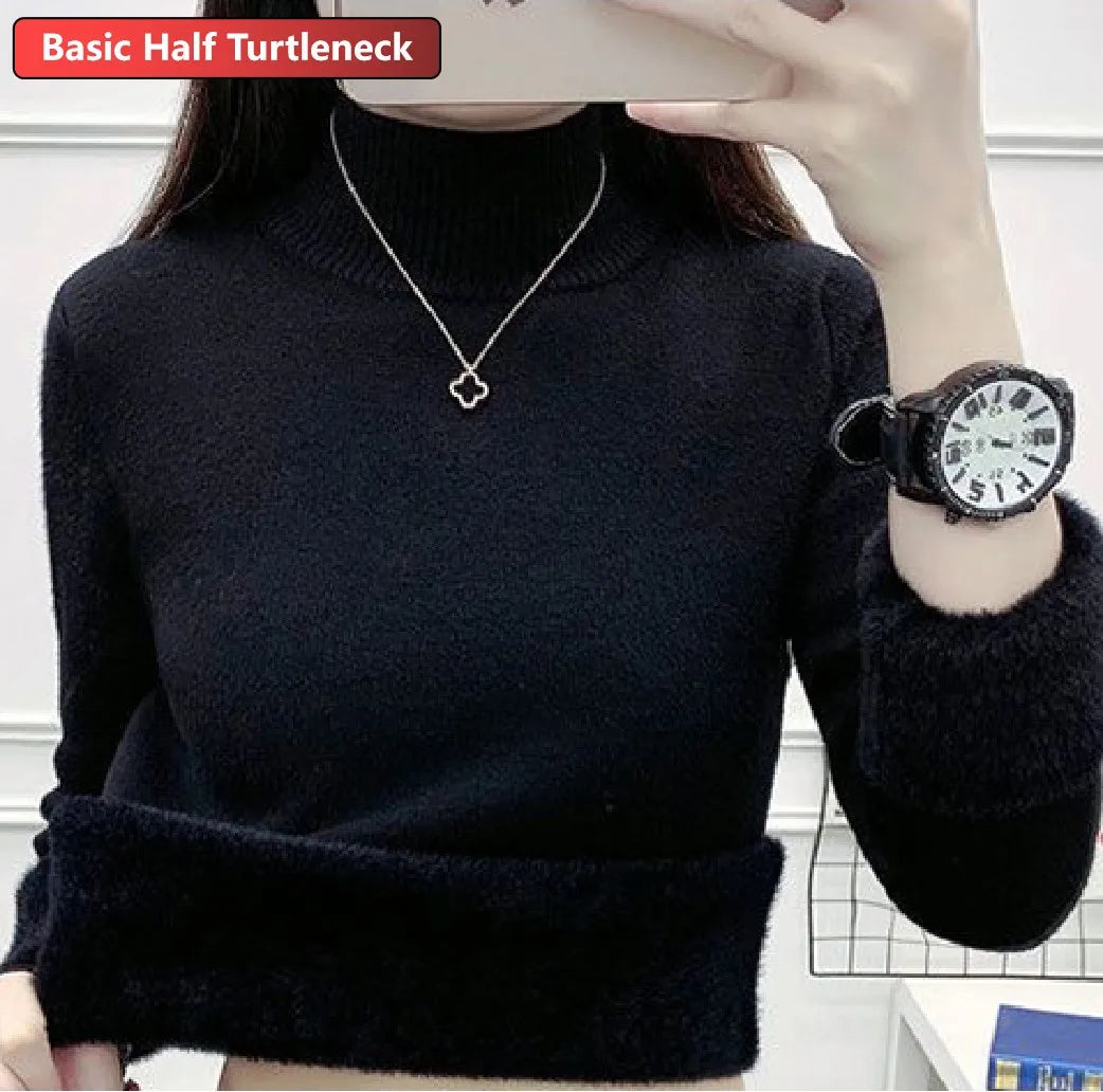 Women's Velvet-Lined Turtleneck Sweater