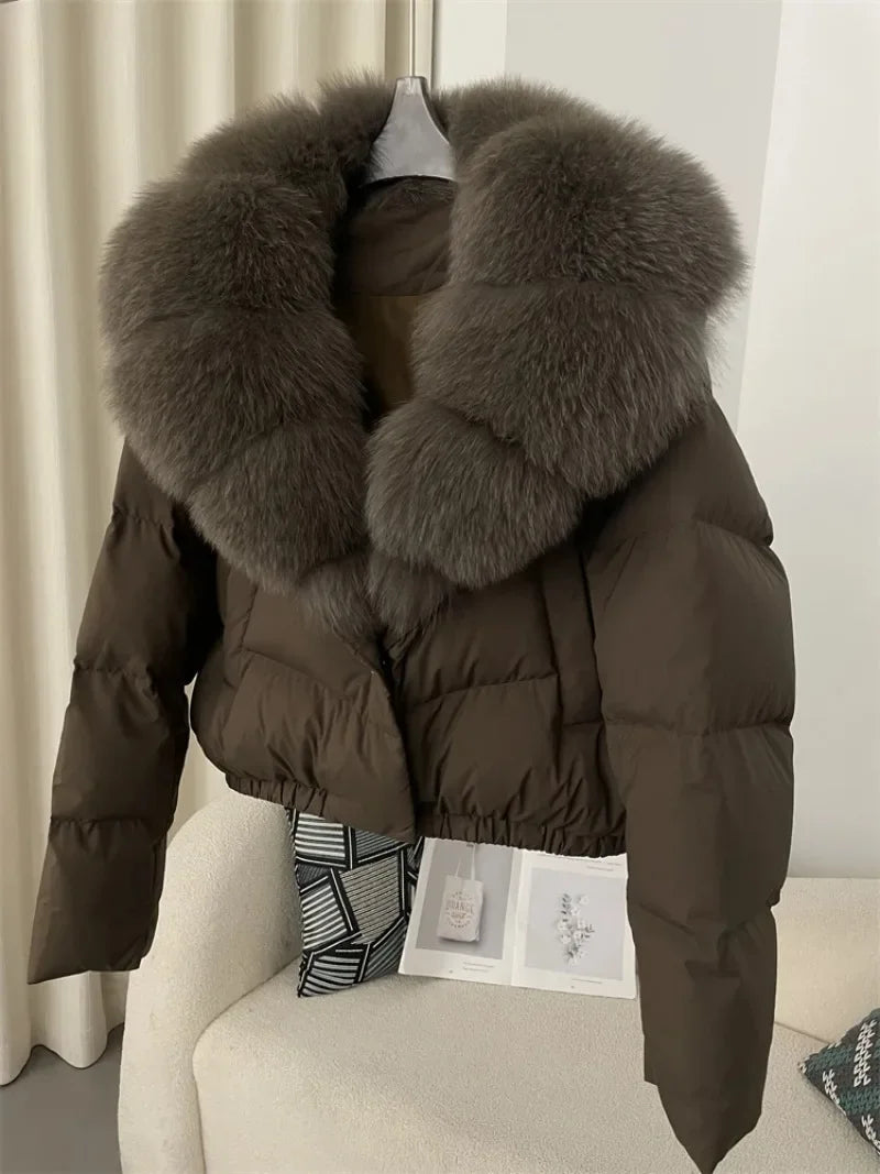 Premium Natural Fox Fur Down Coat