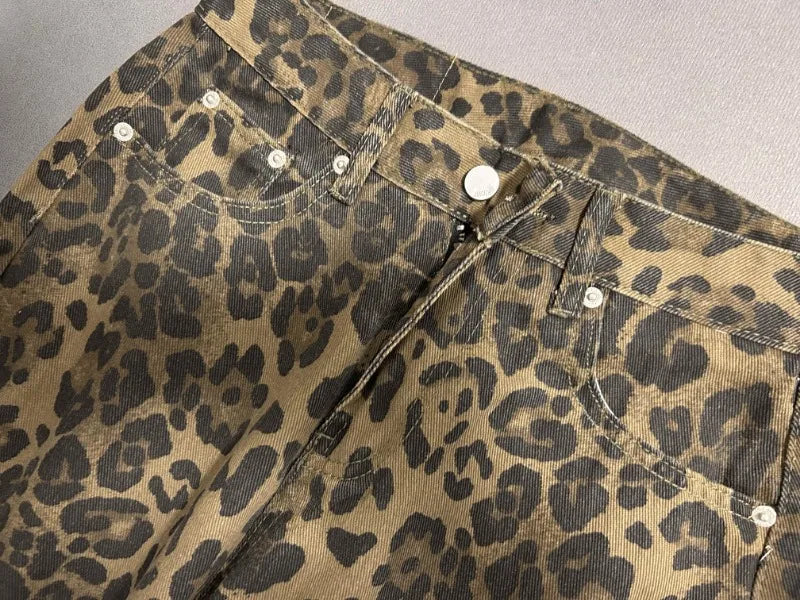 Y2K High-Waisted Leopard Print Big Jeans Pant