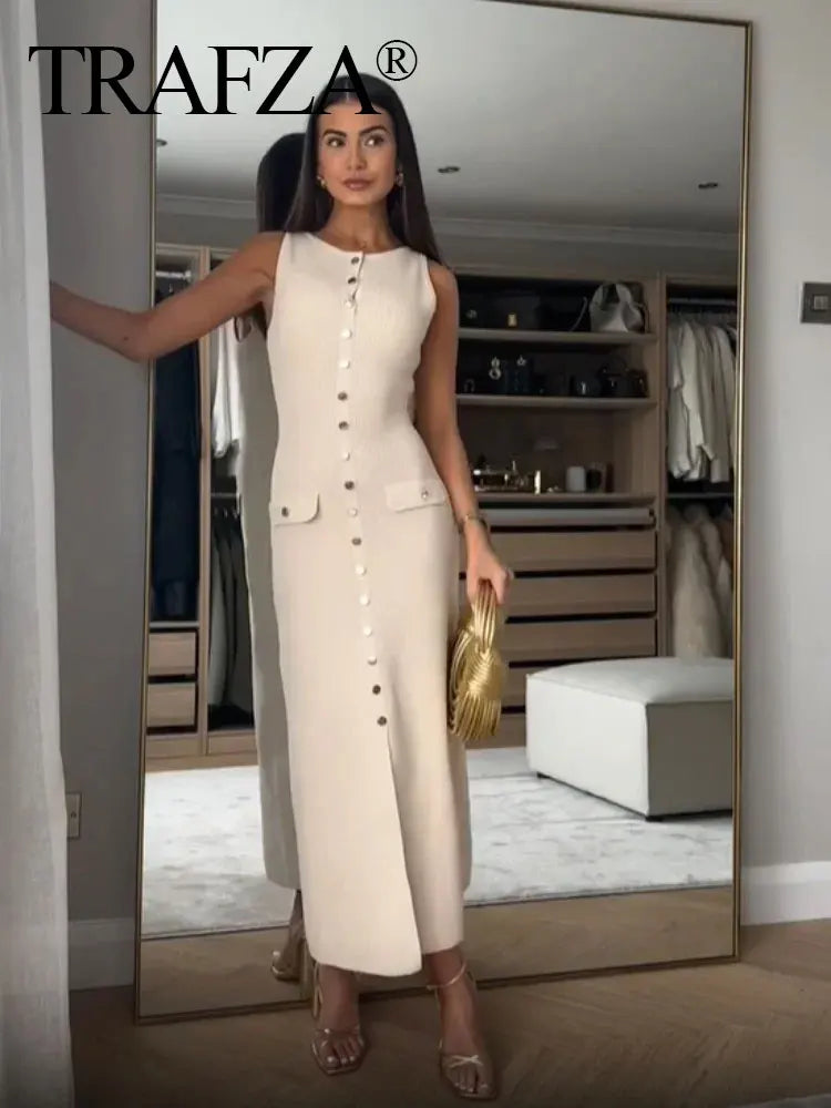 Elegant Solid Knitted Dress