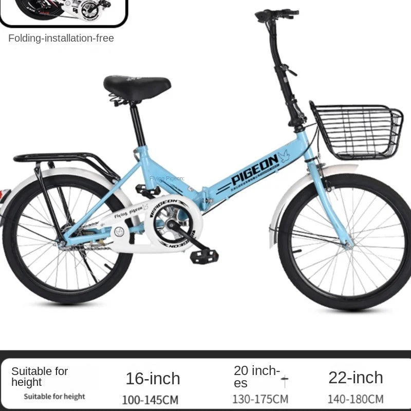 New Folding Bicycle Portable 20 Inch Adult Work Shock Absorber Variable Speed Male And Female Student Bike Installation Free