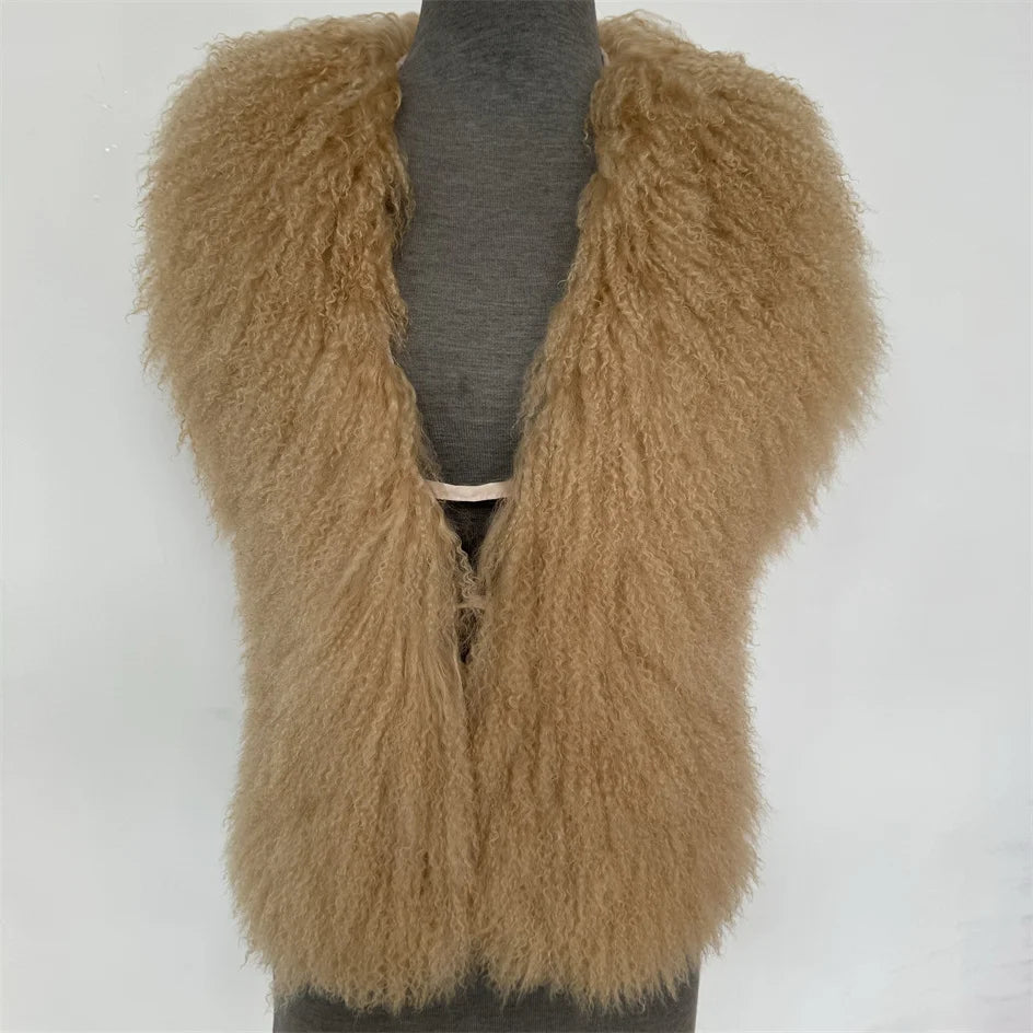 Luxury Mongolian Sheepskin Fur Halter Vest