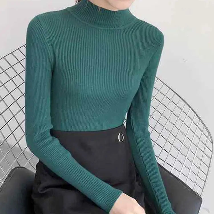 Premium Cotton-Blend Mock Neck Sweater