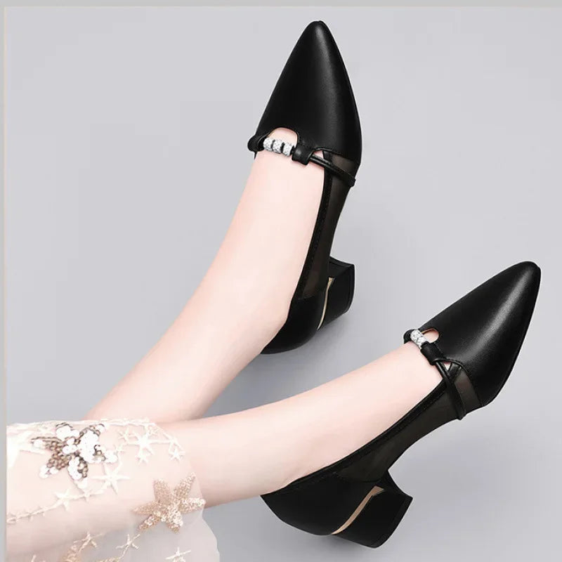 Zapato Negro Tacon Women Cute Sweet High Quality Green Slip on Heel Pumps for Party Ladies Casual Comfort Shoes 2023
