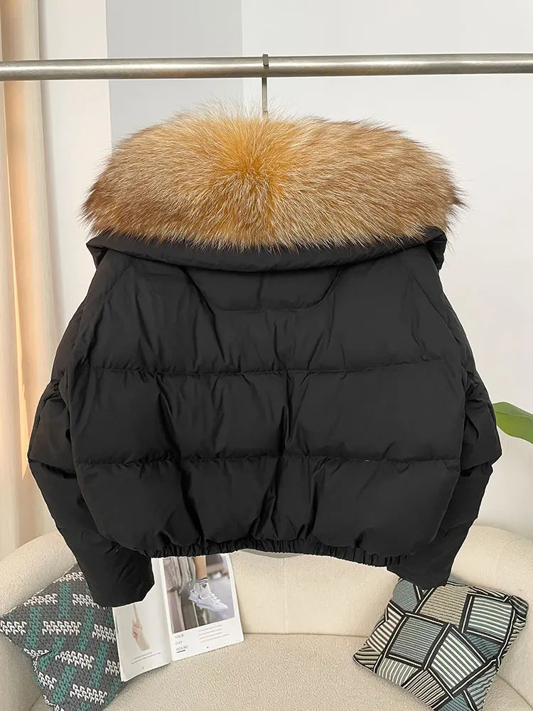 Premium Natural Fox Fur Down Coat