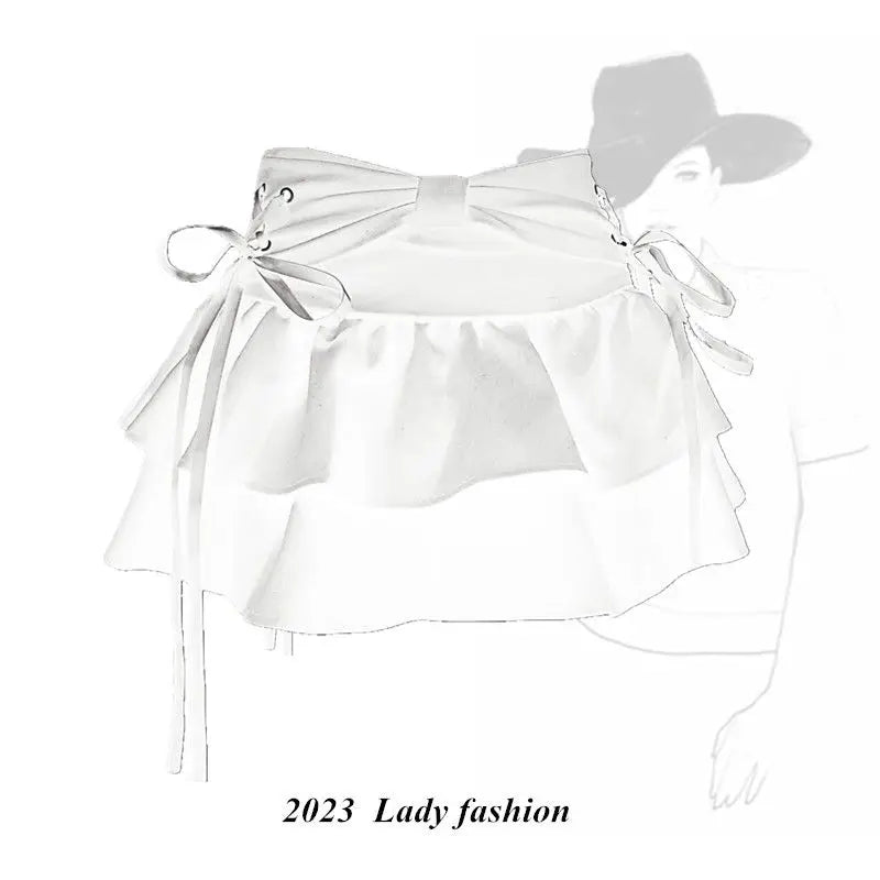 High-Waist A-Line Mini Denim Skirt with Bow Detail