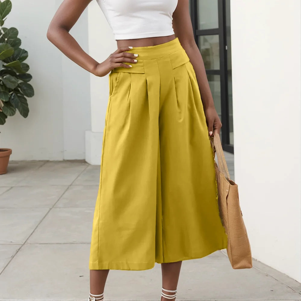Elegant Loose Elastic Waist Wide-Leg Pants