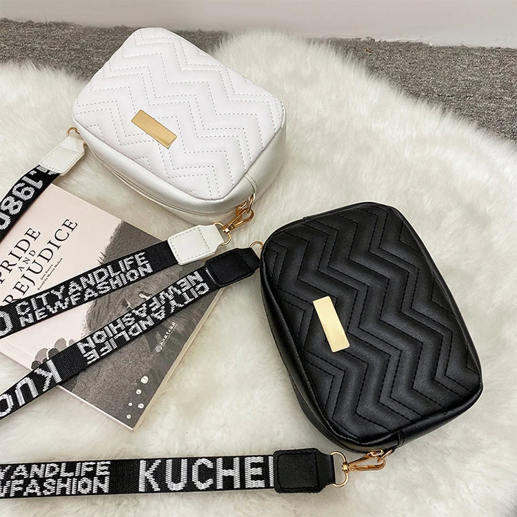 Elegant Wave-Embroidered Crossbody Bag