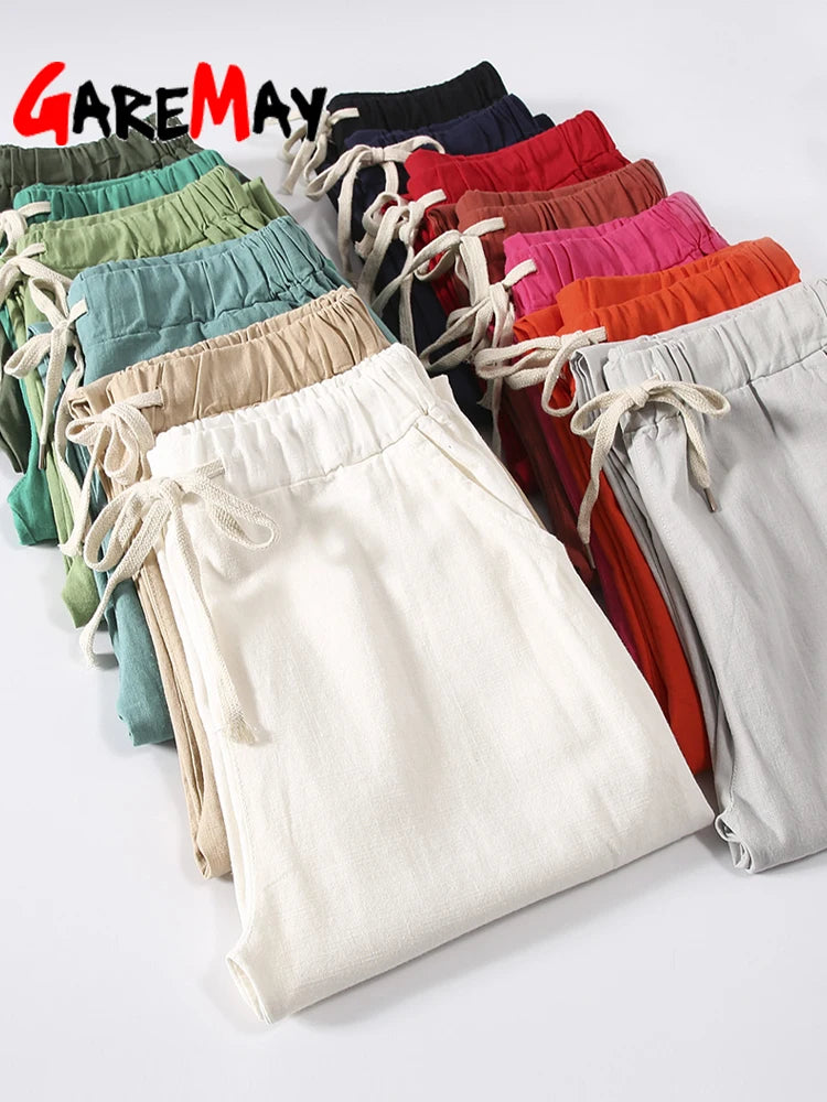 Women's Cotton Linen Ankle Pants