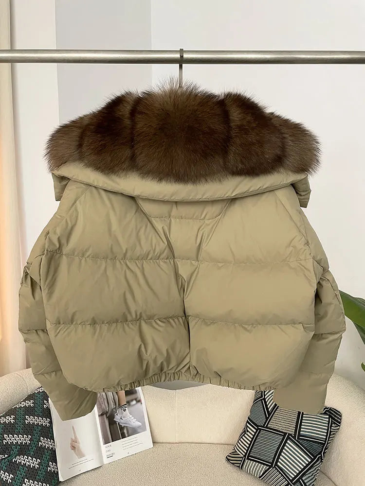Premium Natural Fox Fur Down Coat