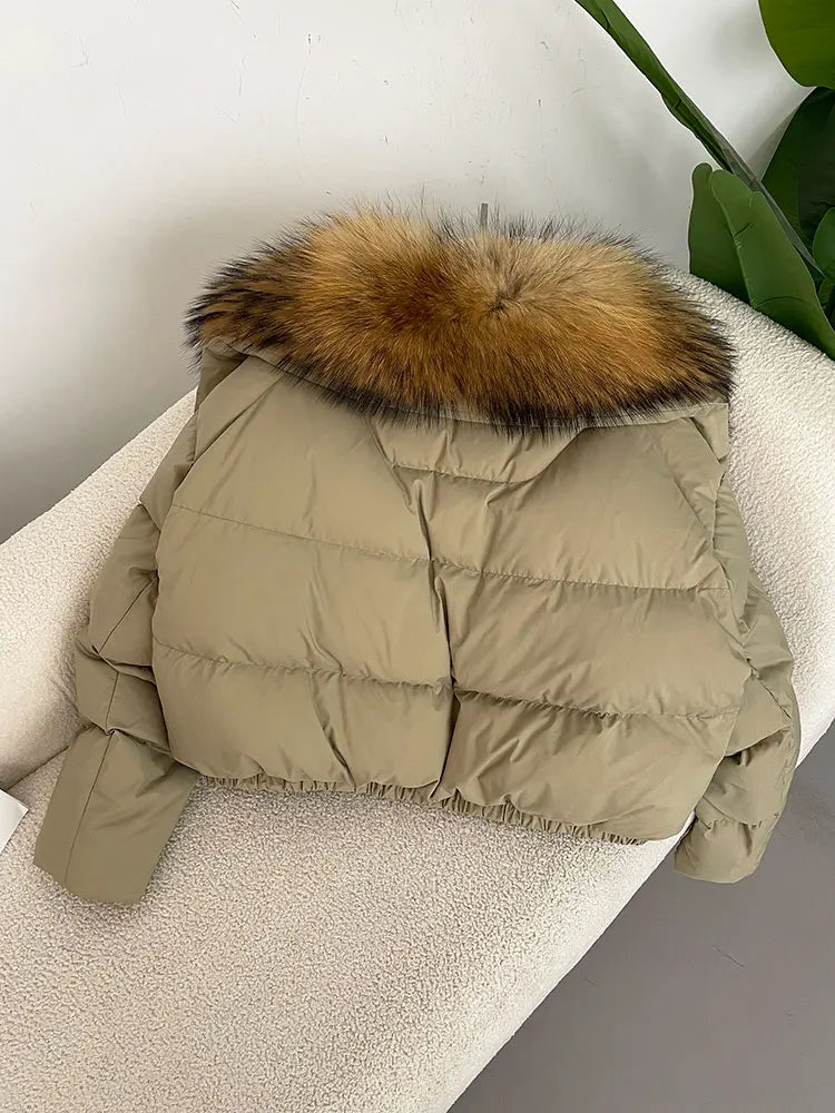 Premium Natural Fox Fur Down Coat