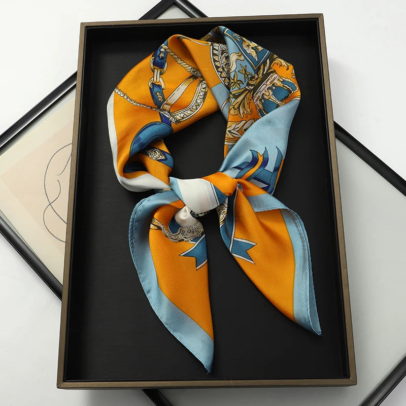 RUNMEIFA Luxury Silk Square Scarf