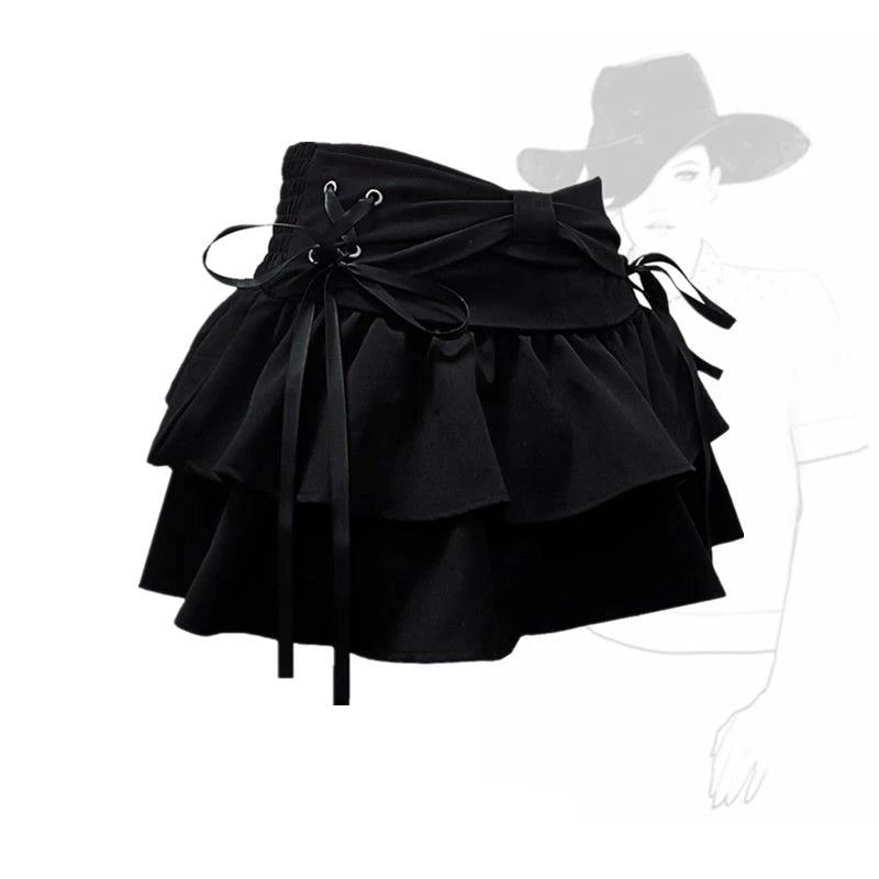 High-Waist A-Line Mini Denim Skirt with Bow Detail