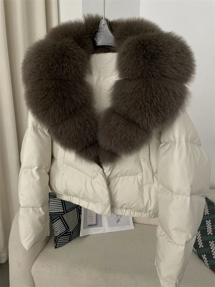Premium Natural Fox Fur Down Coat