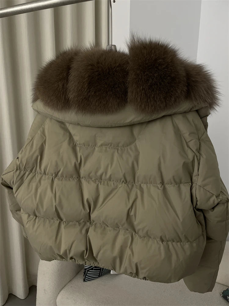 Premium Natural Fox Fur Down Coat