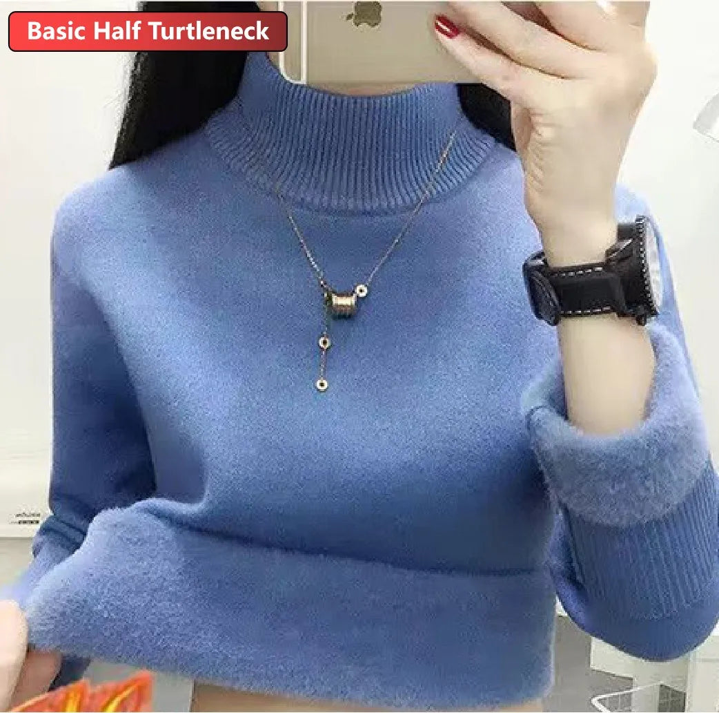 Women's Velvet-Lined Turtleneck Sweater