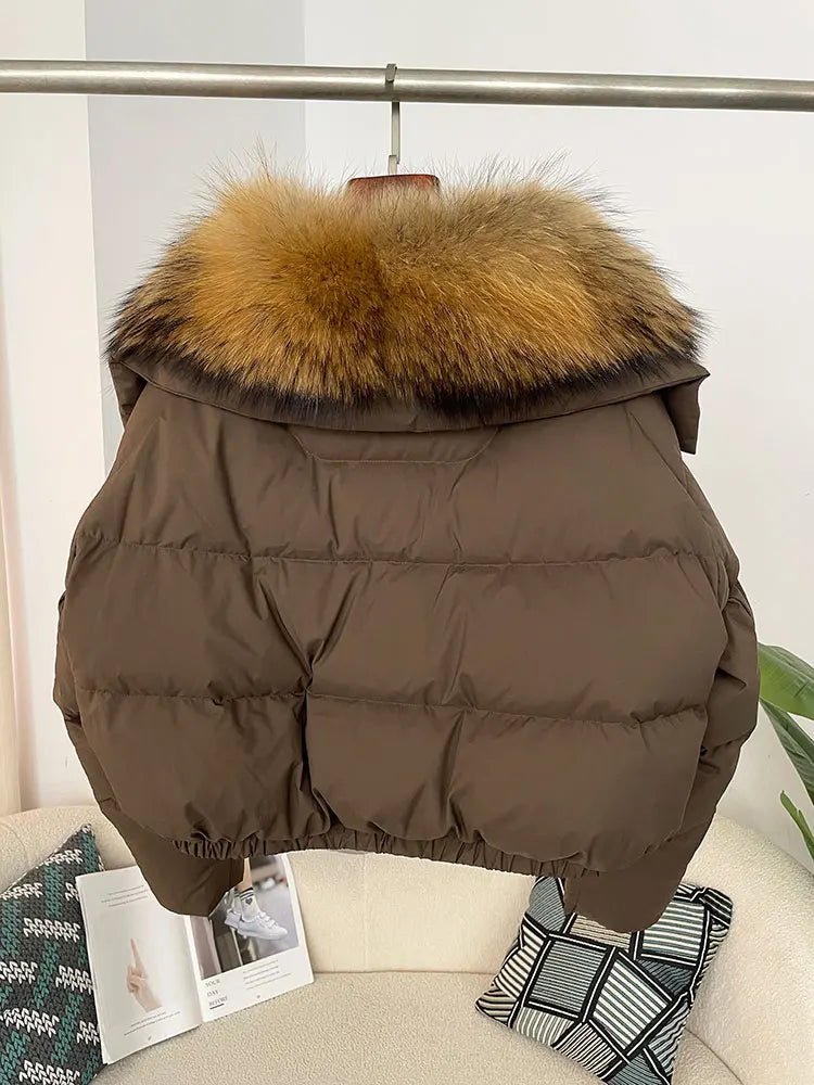 Premium Natural Fox Fur Down Coat
