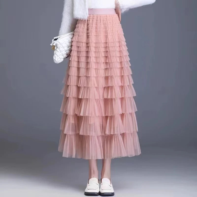 Fluffy Fairy Mesh Layered Ruffle Skirt