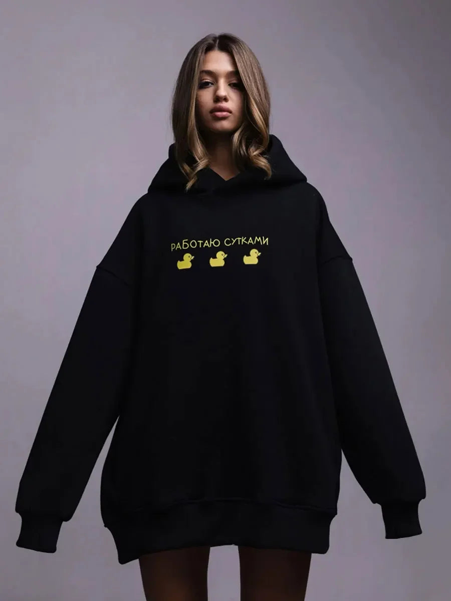 Women's Duck Print Oversized Hoodie