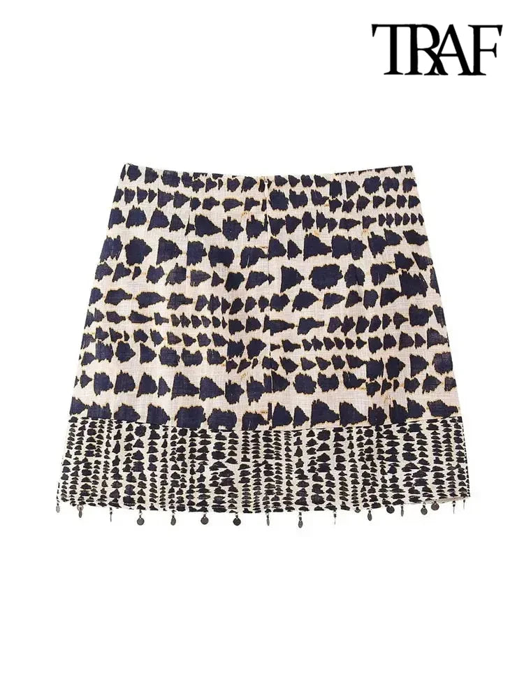 Vintage Beaded A-Line Mini Skirt