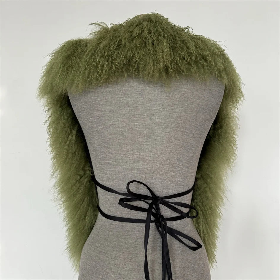 Luxury Mongolian Sheepskin Fur Halter Vest