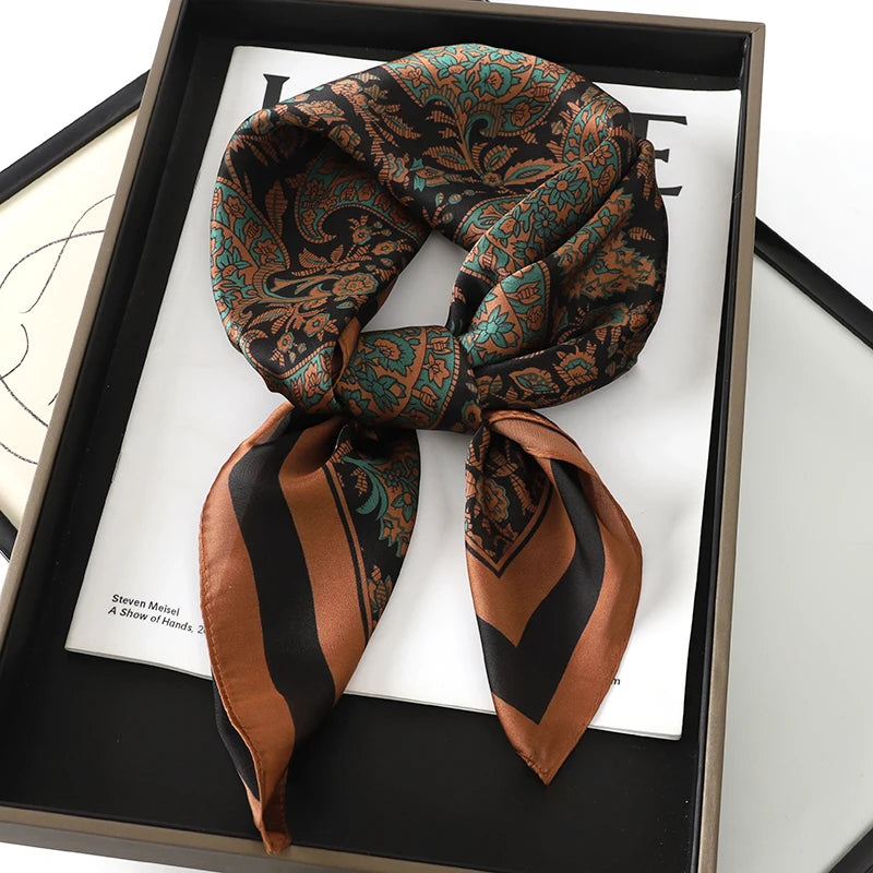 RUNMEIFA Luxury Silk Square Scarf