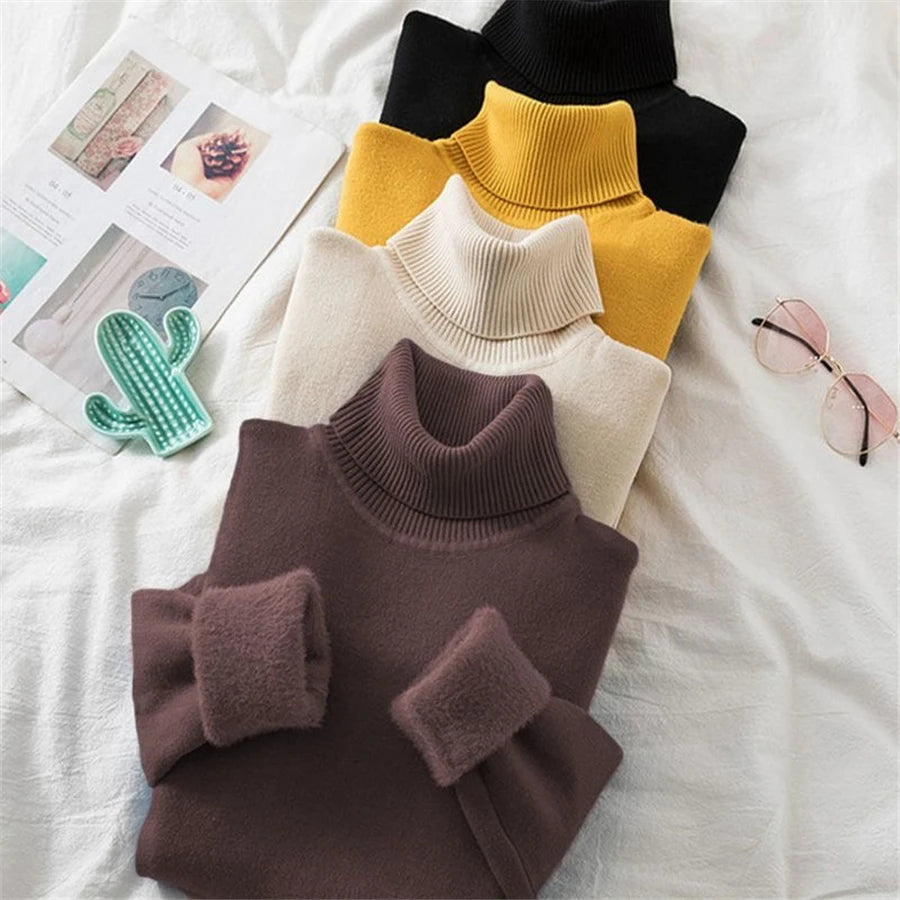 Women's Velvet-Lined Turtleneck Sweater