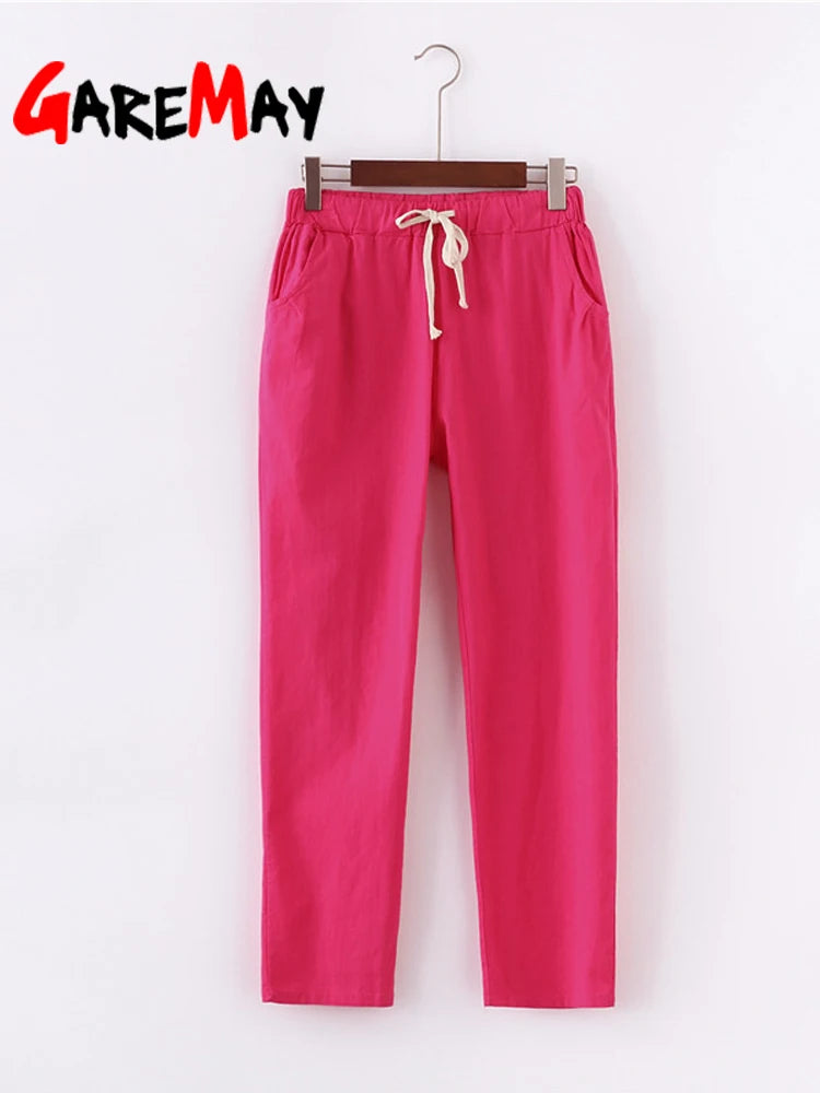 Women's Cotton Linen Ankle Pants