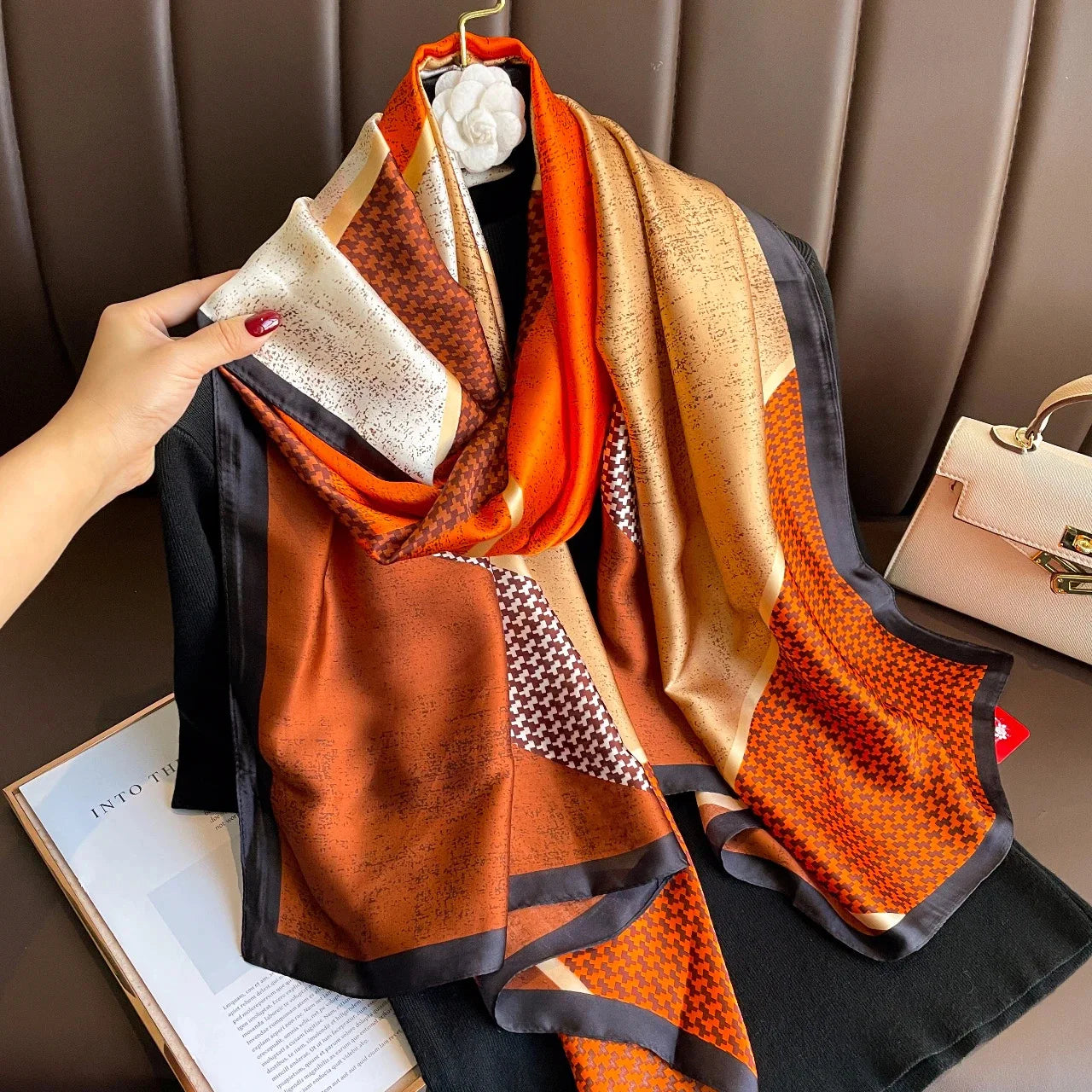 180x90 Cm Large Silk Soft Scarf Women Stylish Print Long Shawl Handkerchief Summer Elegant Travel Wrap Hot