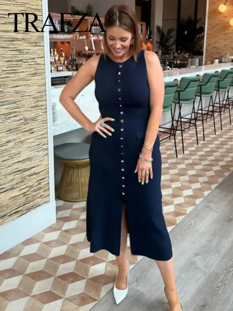 Elegant Solid Knitted Dress