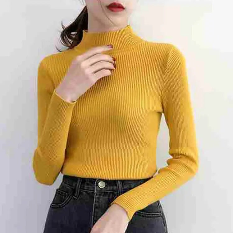 Premium Cotton-Blend Mock Neck Sweater