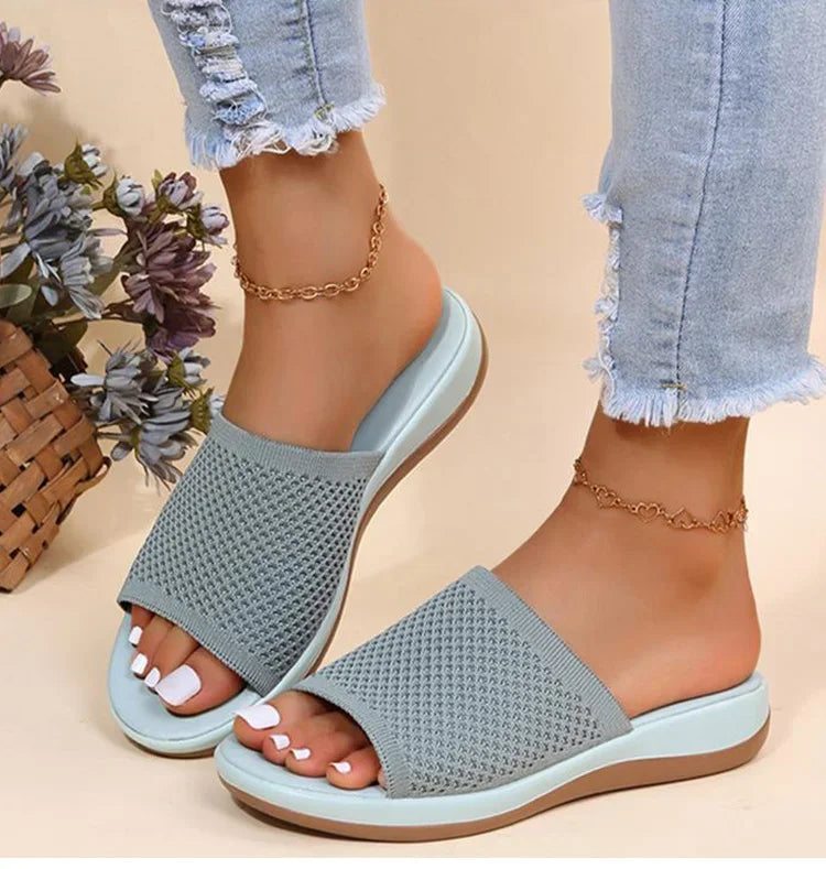 Women Sandals Soft Flat Sandals Zapatos Mujer Summer Sandals Women Stretch Fabric Summer Footwear Elegant Slippers Shoes Women