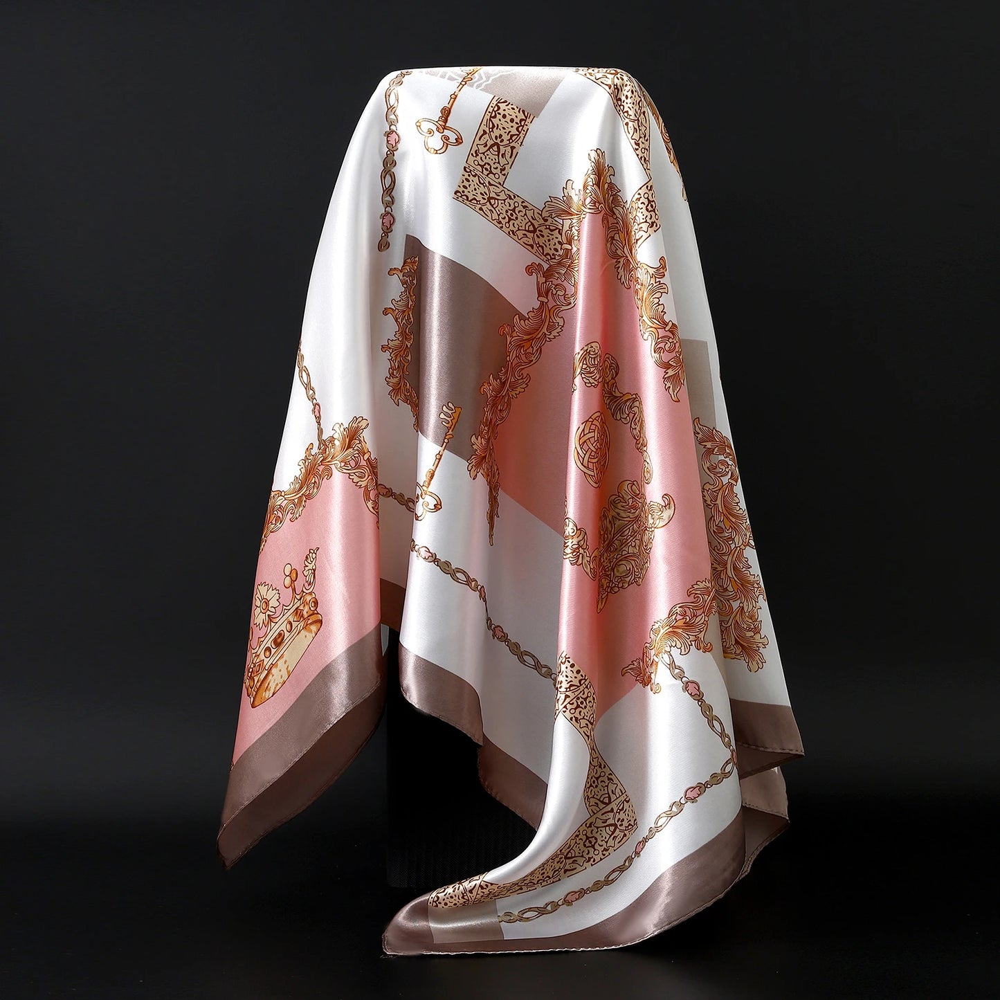 90*90cm Women Scarf Silk Feeling Hair Neck Square Brand Office bandanna muffler Waiter Flight Attendants Handkerchief Rings wrap