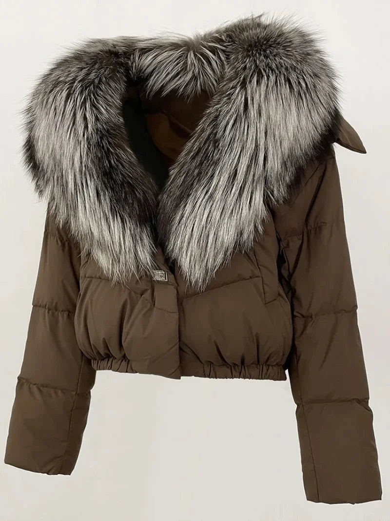 Premium Natural Fox Fur Down Coat