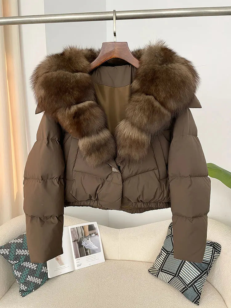 Premium Natural Fox Fur Down Coat
