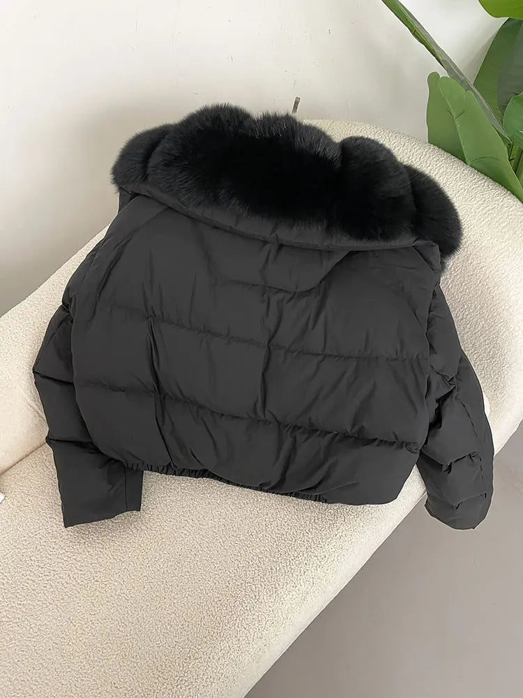 Premium Natural Fox Fur Down Coat