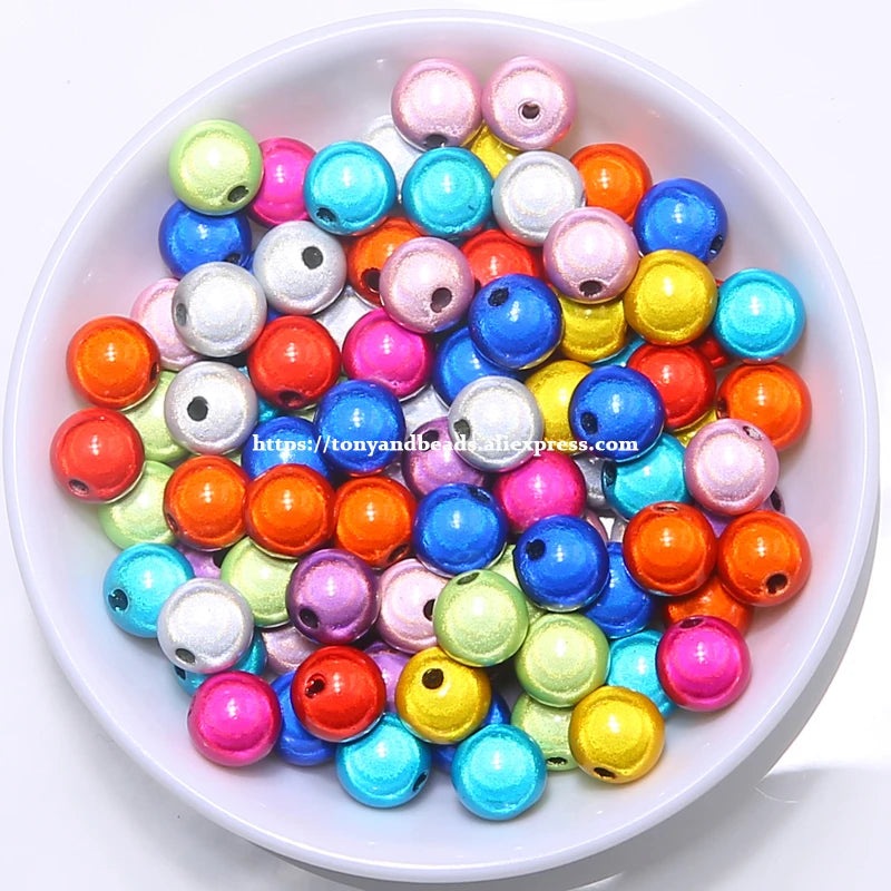 Premium Iridescent Acrylic Round Spacer Beads
