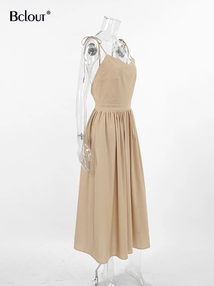 Elegant Lace-Up A-Line Dress with Pockets