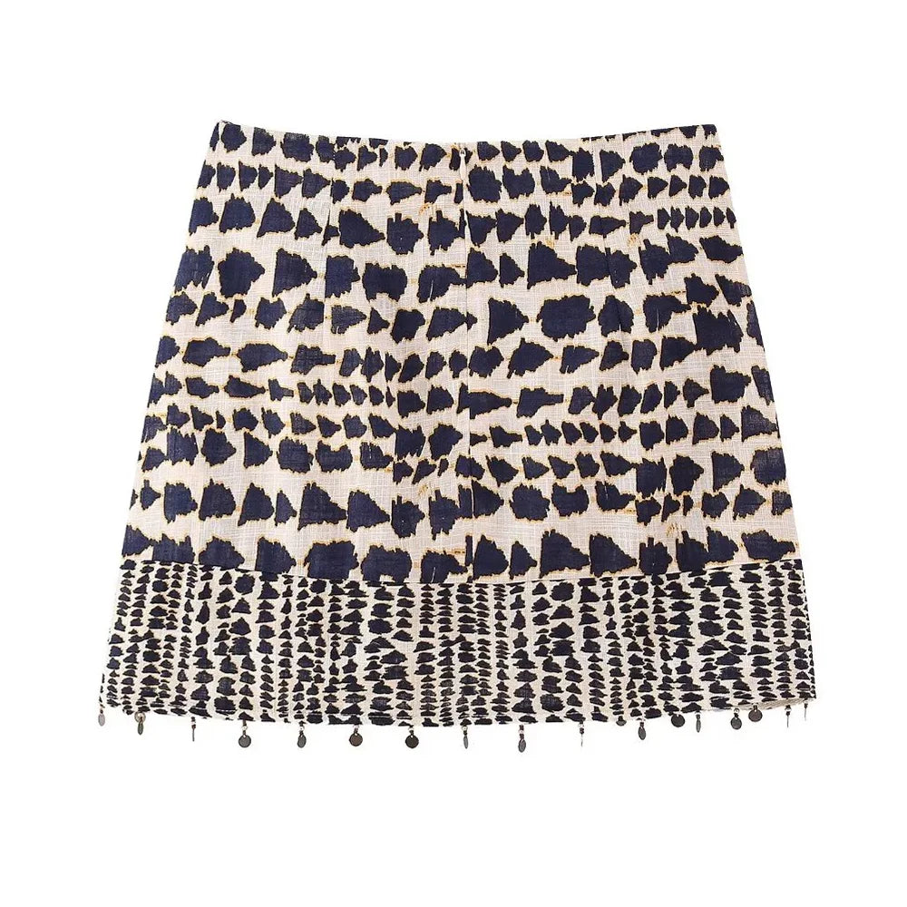 Vintage Beaded A-Line Mini Skirt
