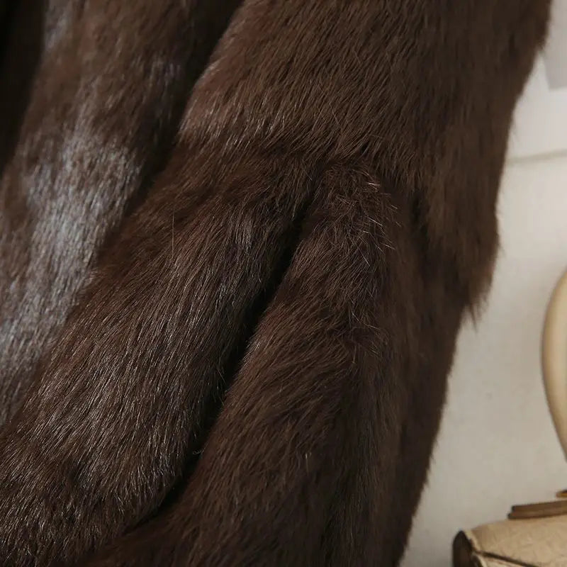 Luxury Real Rex Rabbit Fur Coat with Fox Fur Collar
