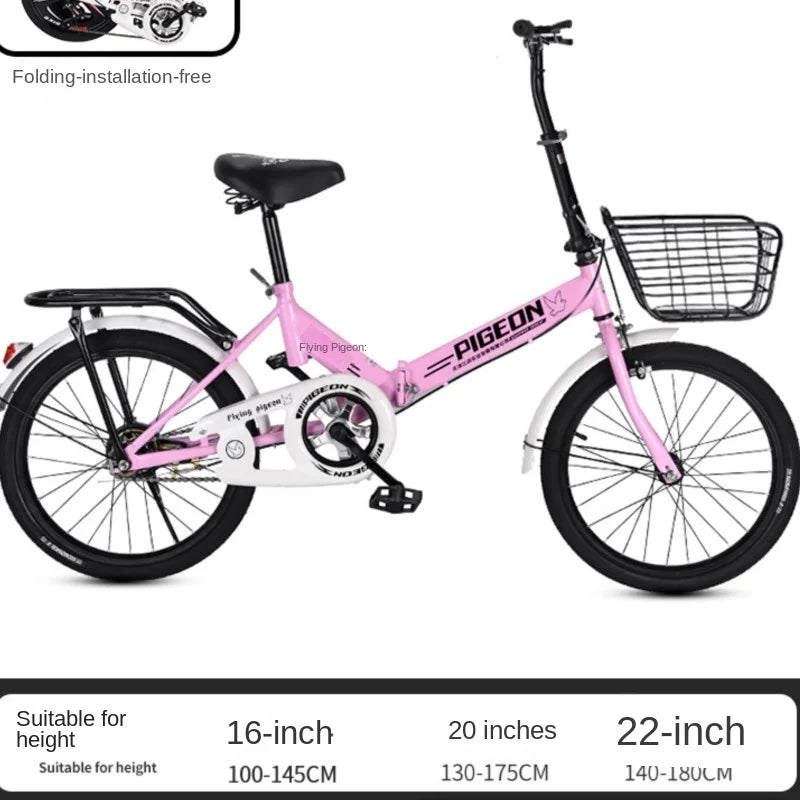 New Folding Bicycle Portable 20 Inch Adult Work Shock Absorber Variable Speed Male And Female Student Bike Installation Free