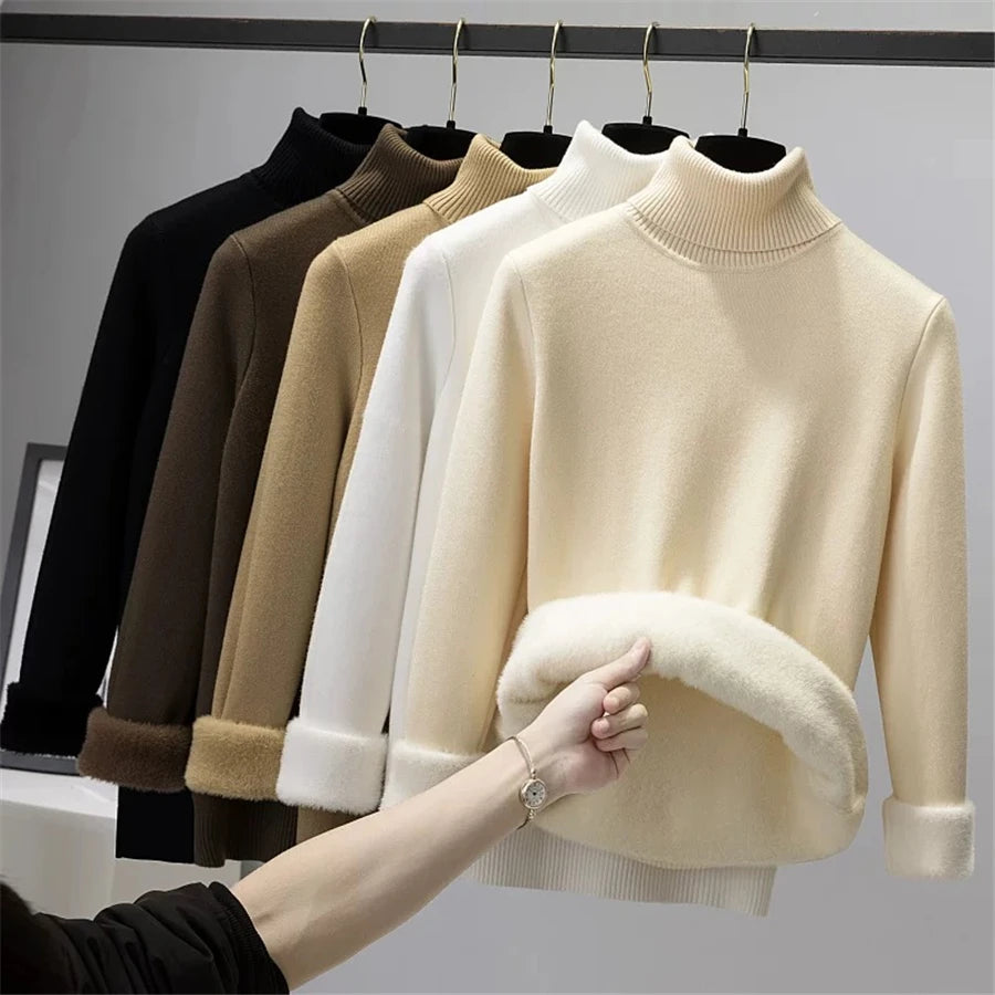 Women's Velvet-Lined Turtleneck Sweater